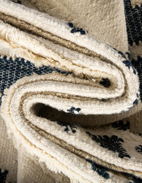 Navy Blue and White 10' x 10' Mesa Square Area Rug 100% Wool Geometric All Natural Carpet for Living, Dining, Office, Bedrooms, Dorms, Kitchens for Sale at Rug Engine