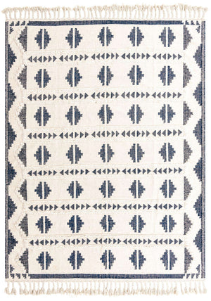 Navy Blue and White 9' x 12' Mesa Rectangle Area Rug 100% Wool Geometric All Natural Carpet for Living, Dining, Office, Bedrooms, Dorms, Kitchens for Sale at Rug Engine
