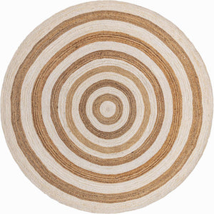 White Natural 10' x 10' Braided Jute Round Rug
