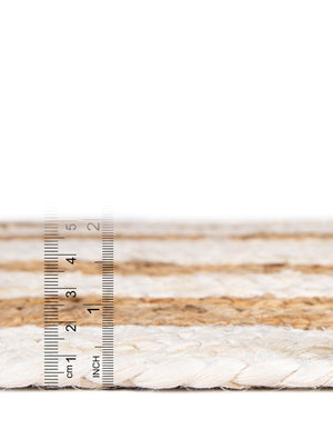 White Natural 10' x 10' Braided Jute Square Rug
