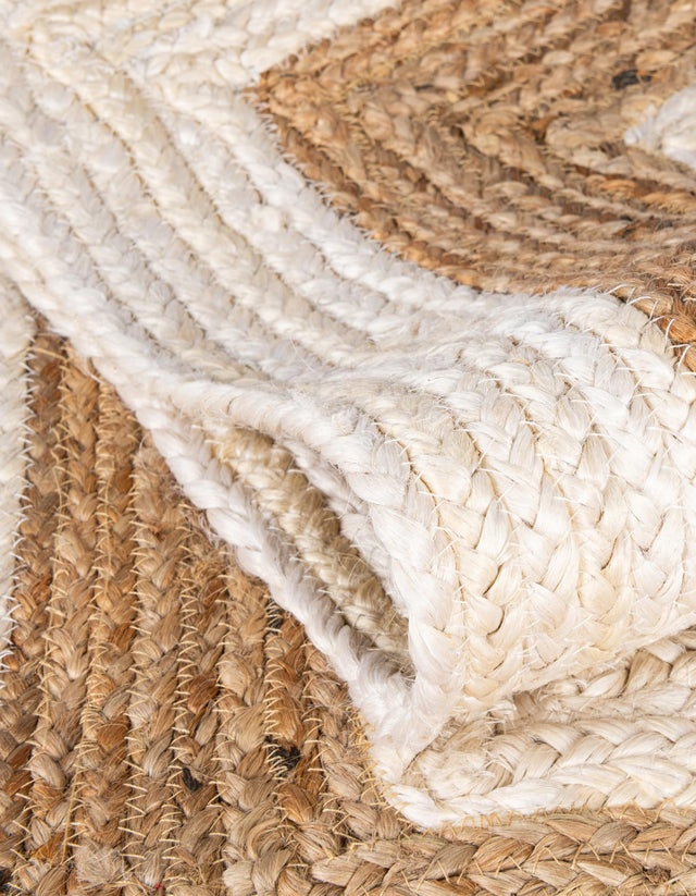 White Natural 10' x 10' Braided Jute Square Rug