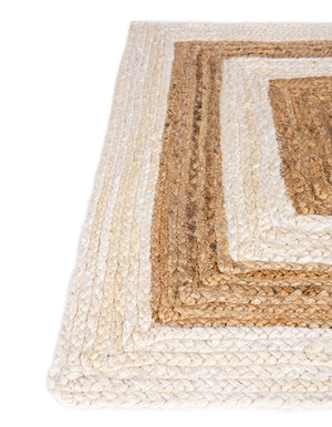 White Natural 10' x 10' Braided Jute Square Rug