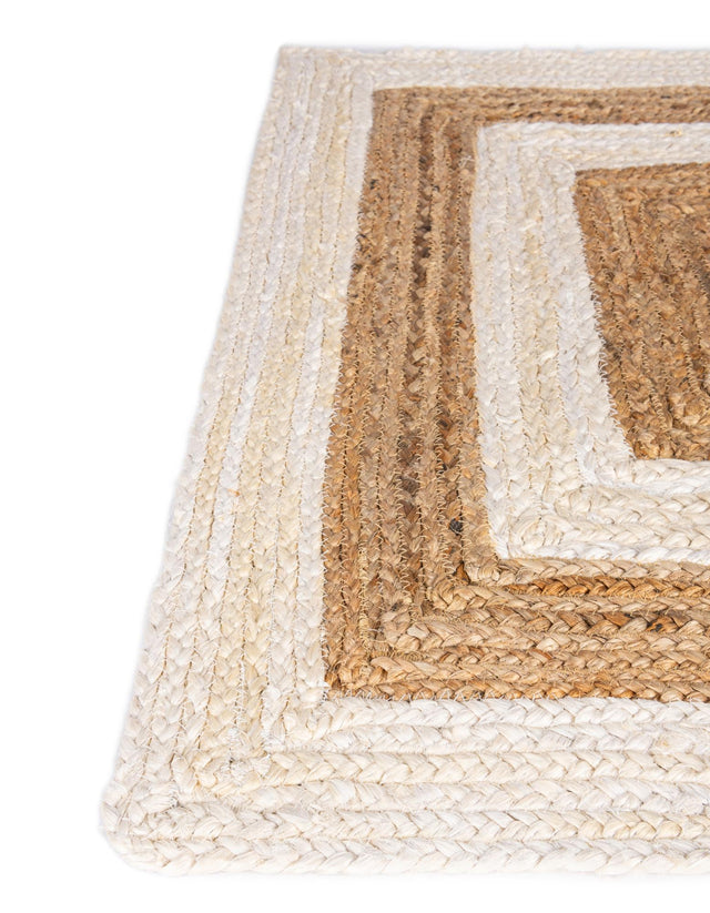White Natural 10' x 10' Braided Jute Square Rug