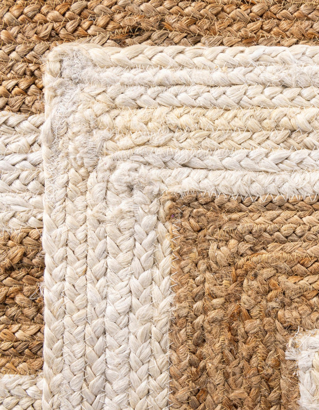 White Natural 10' x 10' Braided Jute Square Rug