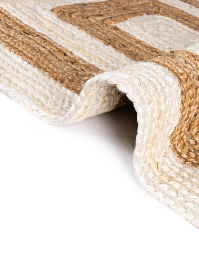 White Natural 10' x 10' Braided Jute Square Rug