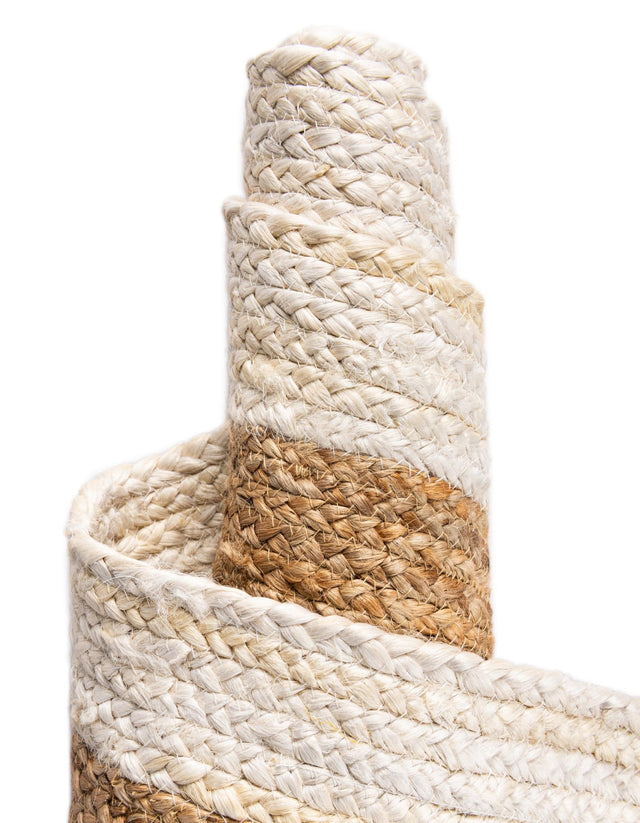 White Natural 10' x 10' Braided Jute Square Rug