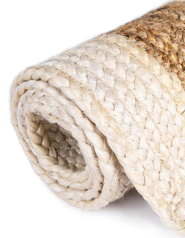 White Natural 10' x 10' Braided Jute Square Rug