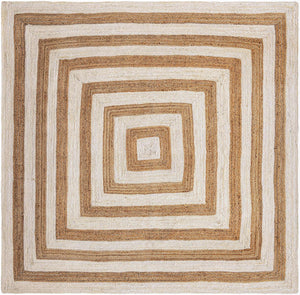 White Natural 10' x 10' Braided Jute Square Rug