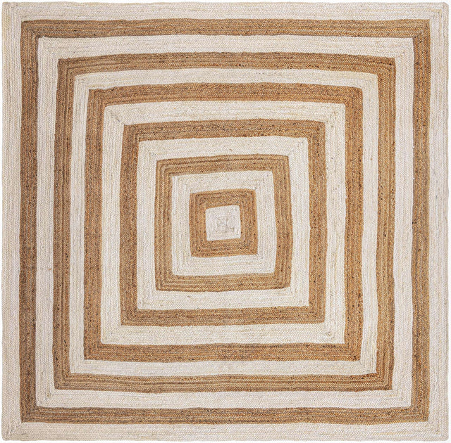 White Natural 10' x 10' Braided Jute Square Rug
