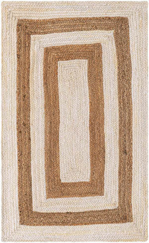 White Natural 3' 3 x 5' 1 Braided Jute Rectangle Rug
