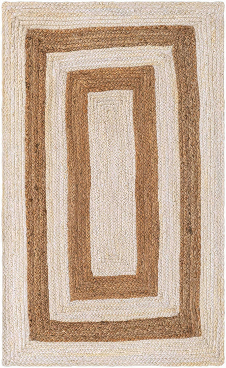 White Natural 3' 3 x 5' 1 Braided Jute Rectangle Rug