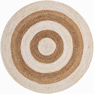 White Natural 4' 1 x 4' 1 Braided Jute Round Rug