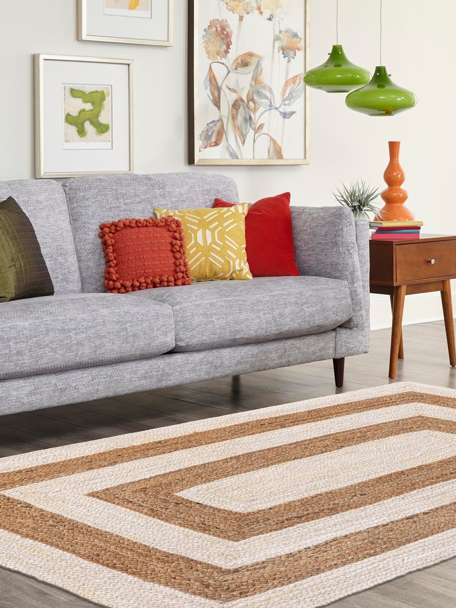 White Natural 4' 1 x 6' 1 Braided Jute Rectangle Area Rug 100% Jute Hand Braided Natural Eco-Friendly Boho Style Carpet for Living Rooms Dining Office Space Dorms for Sale at Rug Engine