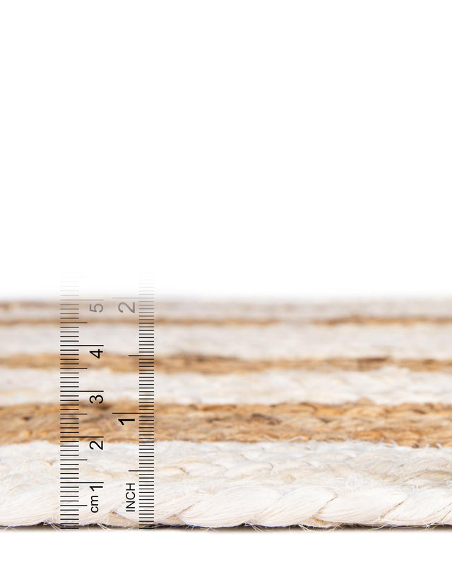 White Natural 4' 1 x 6' 1 Braided Jute Rectangle Rug