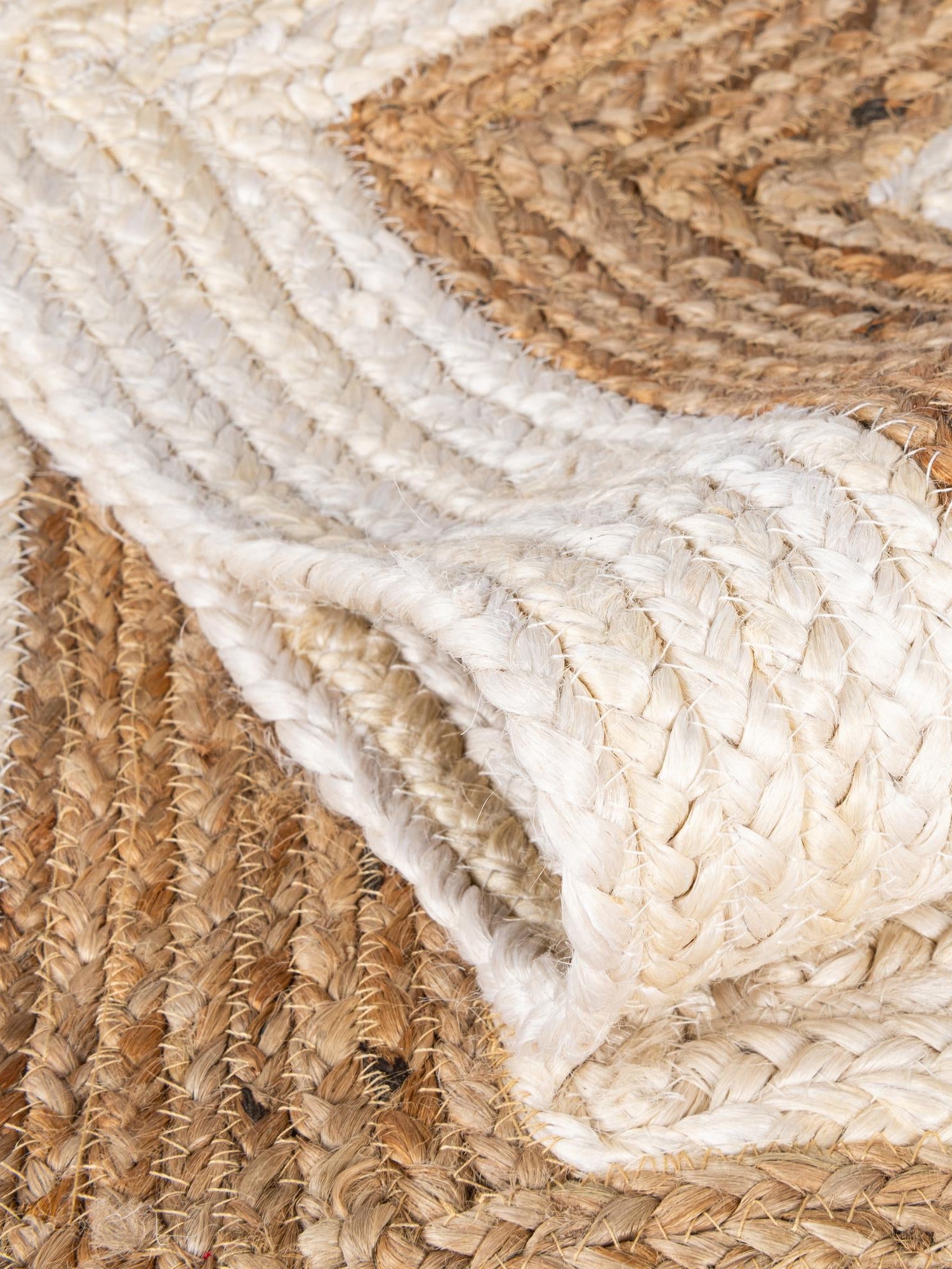 White Natural 4' 1 x 6' 1 Braided Jute Rectangle Area Rug 100% Jute Hand Braided Natural Eco-Friendly Boho Style Carpet for Living Rooms Dining Office Space Dorms for Sale at Rug Engine