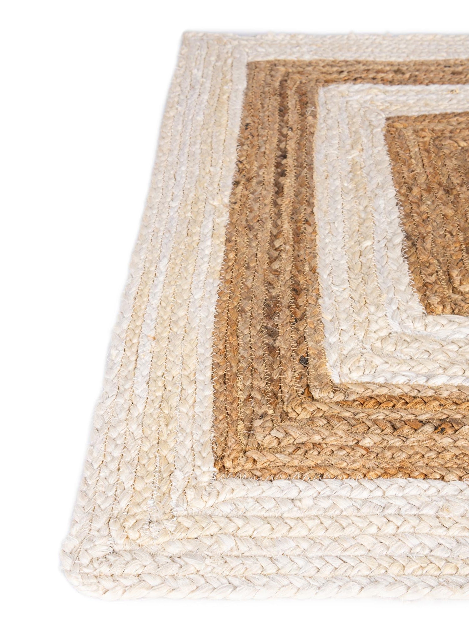 White Natural 4' 1 x 6' 1 Braided Jute Rectangle Area Rug 100% Jute Hand Braided Natural Eco-Friendly Boho Style Carpet for Living Rooms Dining Office Space Dorms for Sale at Rug Engine