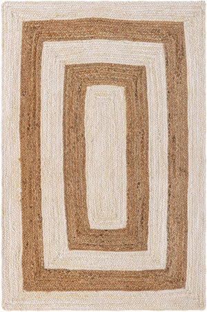 White Natural 4' 1 x 6' 1 Braided Jute Rectangle Rug