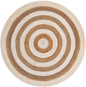White Natural 7' 1 x 7' 1 Braided Jute Round Rug