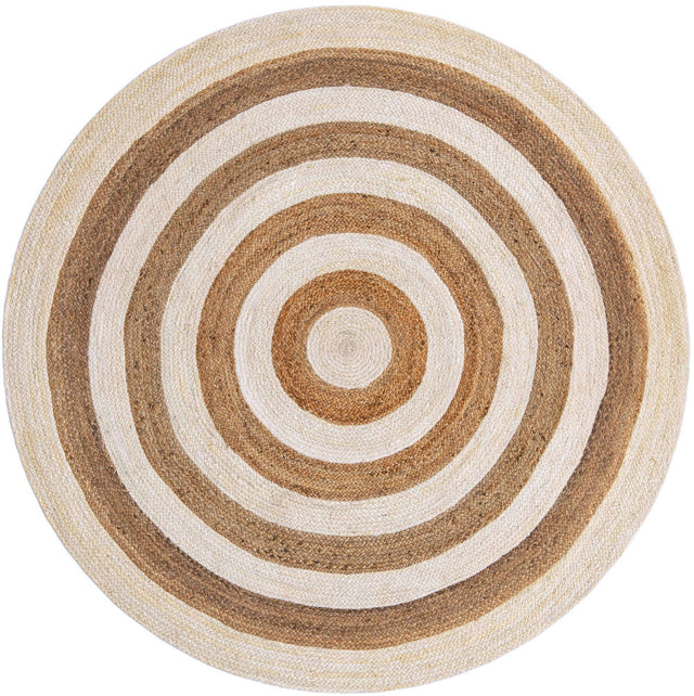 White Natural 7' 1 x 7' 1 Braided Jute Round Rug
