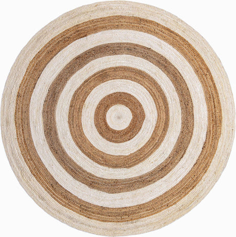White Natural 8' x 8' Braided Jute Round Rug