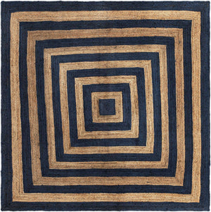 Navy Blue Natural 10' x 10' Braided Jute Square Rug