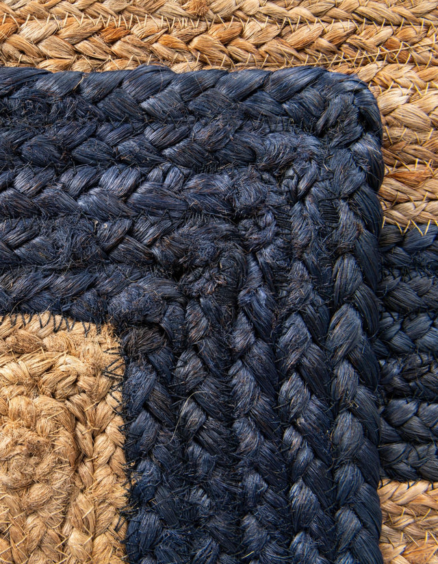 Navy Blue Natural 3' 3 x 5' 1 Braided Jute Rectangle Rug