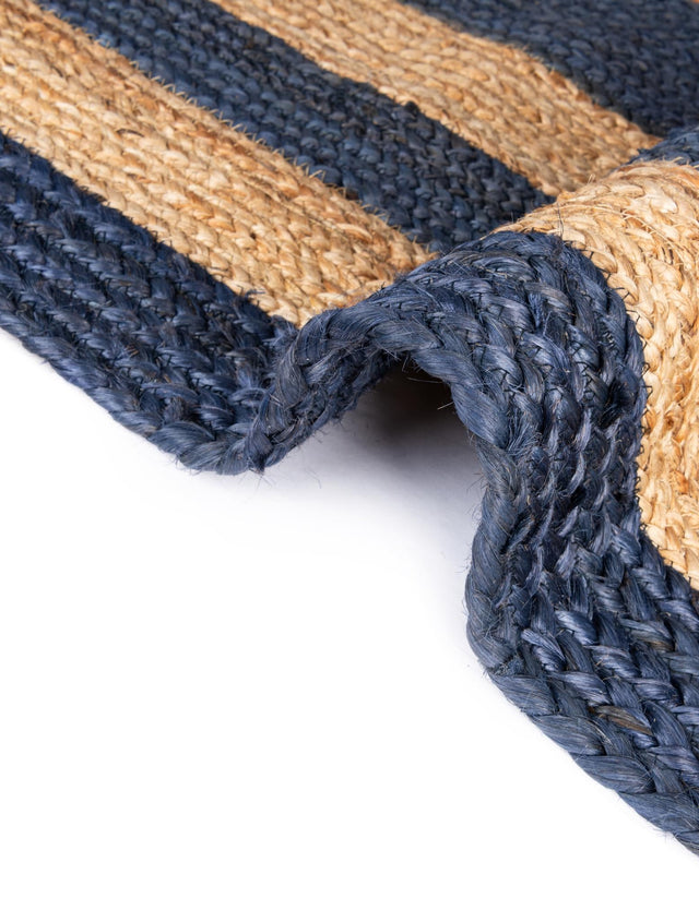 Navy Blue Natural 3' 3 x 5' 1 Braided Jute Rectangle Rug