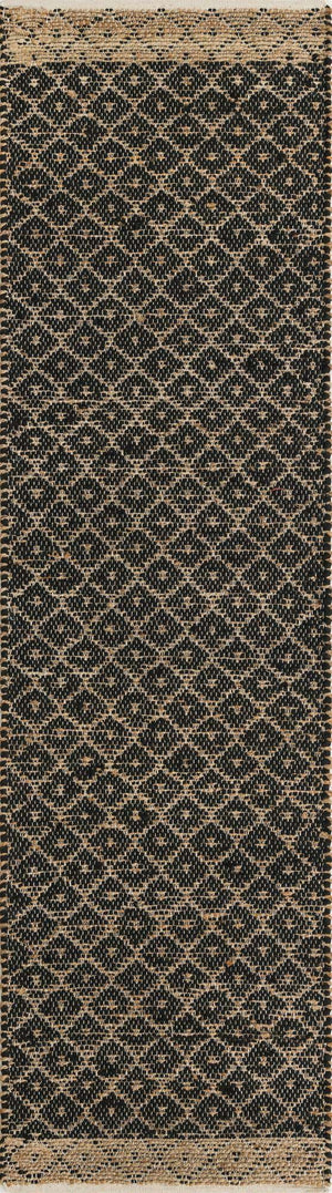 Black 2' 7 x 10' Chindi Trellis Runner Area Rug Natural Eco-Friendly Cotton Geometric Pattern Carpet for Living Dining Room Office Bedrooms for Sale at Rug Engine