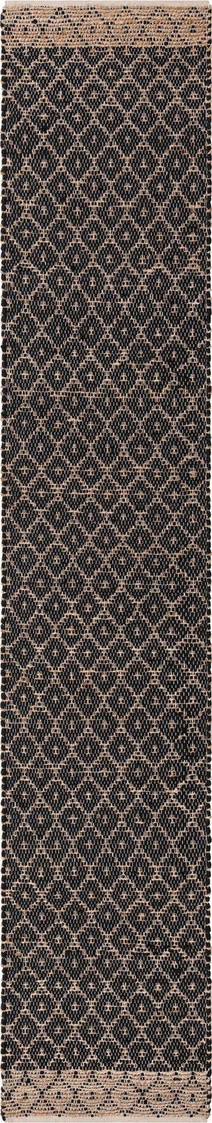 Black 2' 7 x 13' 1 Chindi Trellis Runner Area Rug Natural Eco-Friendly Cotton Geometric Pattern Carpet for Living Dining Room Office Bedrooms for Sale at Rug Engine