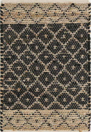 Black 2' x 3' 1 Chindi Trellis Rectangle Area Rug Natural Eco-Friendly Cotton Geometric Pattern Carpet for Living Dining Room Office Bedrooms for Sale at Rug Engine