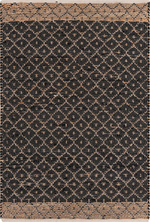 Black 4' 1 x 6' 1 Chindi Trellis Rectangle Area Rug Natural Eco-Friendly Cotton Geometric Pattern Carpet for Living Dining Room Office Bedrooms for Sale at Rug Engine