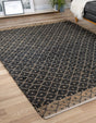 Black 6' 1 x 9' Chindi Trellis Rectangle Area Rug Natural Eco-Friendly Cotton Geometric Pattern Carpet for Living Dining Room Office Bedrooms for Sale at Rug Engine