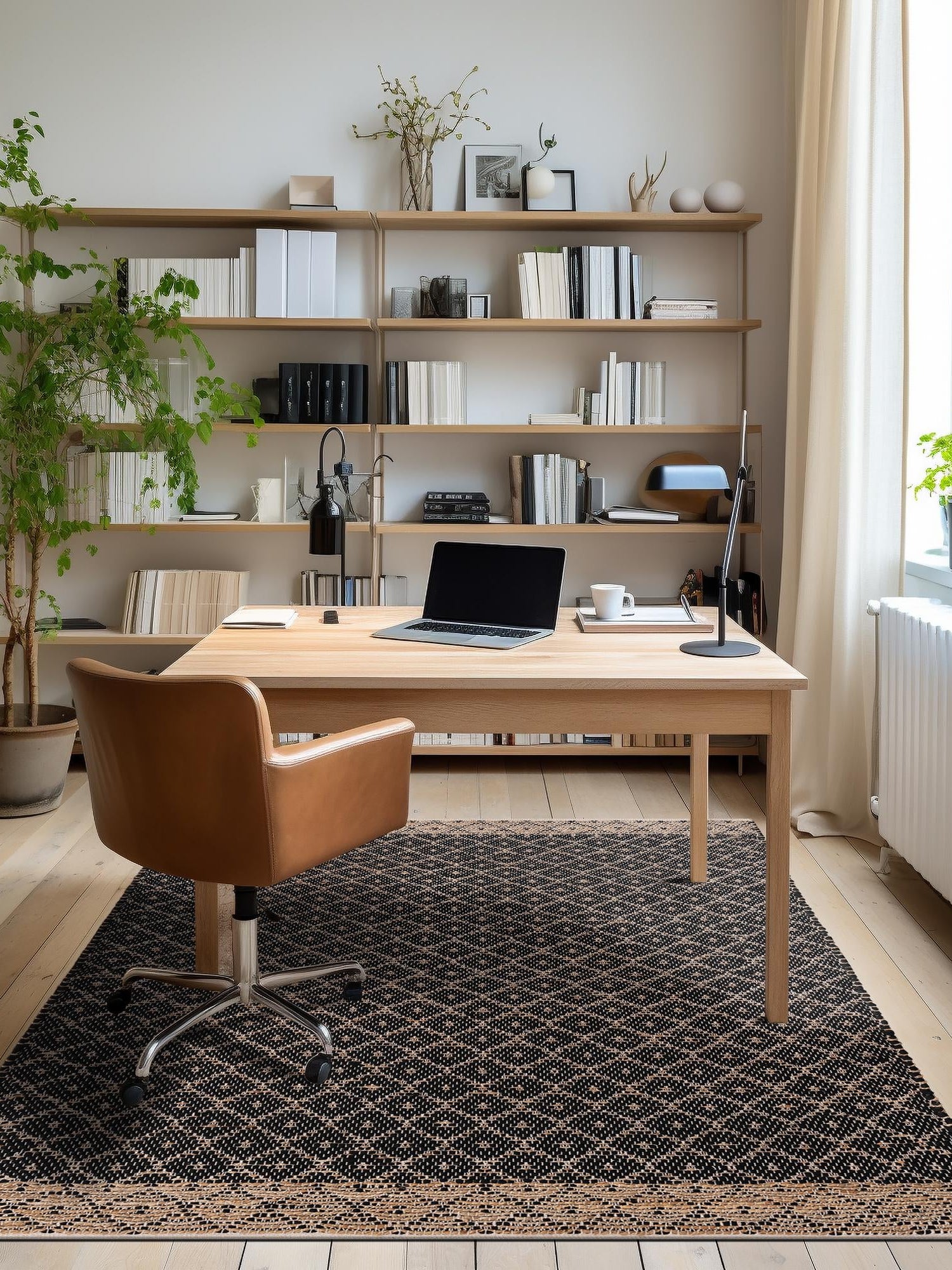 Black 6' 1 x 9' Chindi Trellis Rectangle Area Rug Natural Eco-Friendly Cotton Geometric Pattern Carpet for Living Dining Room Office Bedrooms for Sale at Rug Engine