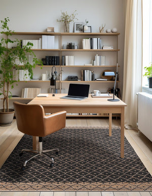 Black 6' 1 x 9' Chindi Trellis Rectangle Area Rug Natural Eco-Friendly Cotton Geometric Pattern Carpet for Living Dining Room Office Bedrooms for Sale at Rug Engine
