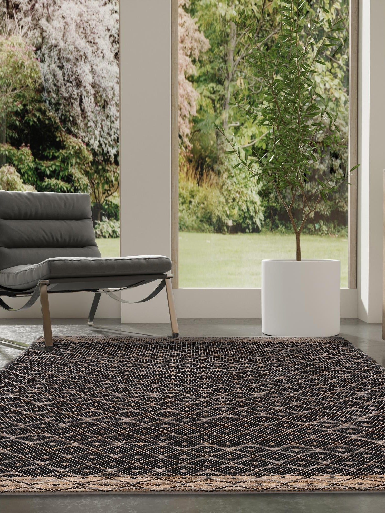 Black 6' 1 x 9' Chindi Trellis Rectangle Area Rug Natural Eco-Friendly Cotton Geometric Pattern Carpet for Living Dining Room Office Bedrooms for Sale at Rug Engine