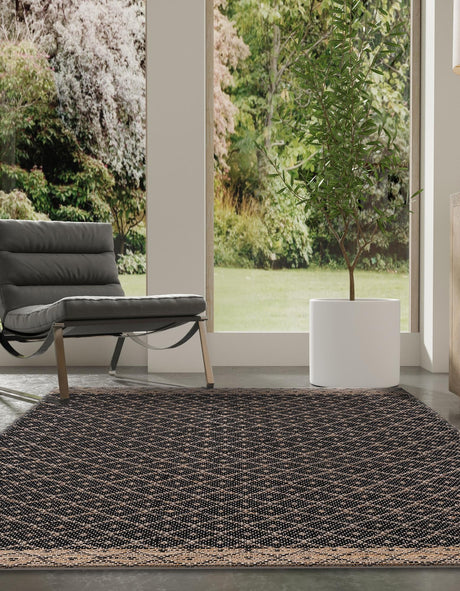 Black 6' 1 x 9' Chindi Trellis Rectangle Area Rug Natural Eco-Friendly Cotton Geometric Pattern Carpet for Living Dining Room Office Bedrooms for Sale at Rug Engine
