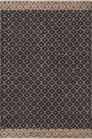 Black 5' 1 x 8' Chindi Trellis Rectangle Area Rug Natural Eco-Friendly Cotton Geometric Pattern Carpet for Living Dining Room Office Bedrooms for Sale at Rug Engine