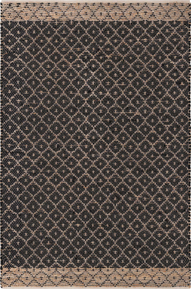Black 5' 1 x 8' Chindi Trellis Rectangle Area Rug Natural Eco-Friendly Cotton Geometric Pattern Carpet for Living Dining Room Office Bedrooms for Sale at Rug Engine