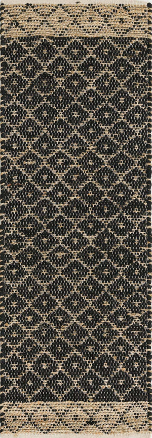 Black 2' 2 x 6' 1 Chindi Trellis Runner Area Rug Natural Eco-Friendly Cotton Geometric Pattern Carpet for Living Dining Room Office Bedrooms for Sale at Rug Engine