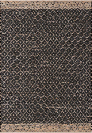 Black 6' 1 x 9' Chindi Trellis Rectangle Area Rug Natural Eco-Friendly Cotton Geometric Pattern Carpet for Living Dining Room Office Bedrooms for Sale at Rug Engine