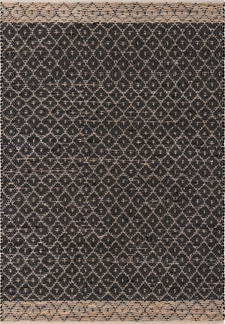 Black 6' 1 x 9' Chindi Trellis Rectangle Area Rug Natural Eco-Friendly Cotton Geometric Pattern Carpet for Living Dining Room Office Bedrooms for Sale at Rug Engine