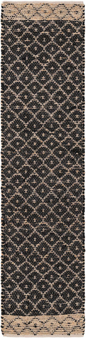 Black 2' 2 x 8' Chindi Trellis Runner Area Rug Natural Eco-Friendly Cotton Geometric Pattern Carpet for Living Dining Room Office Bedrooms for Sale at Rug Engine