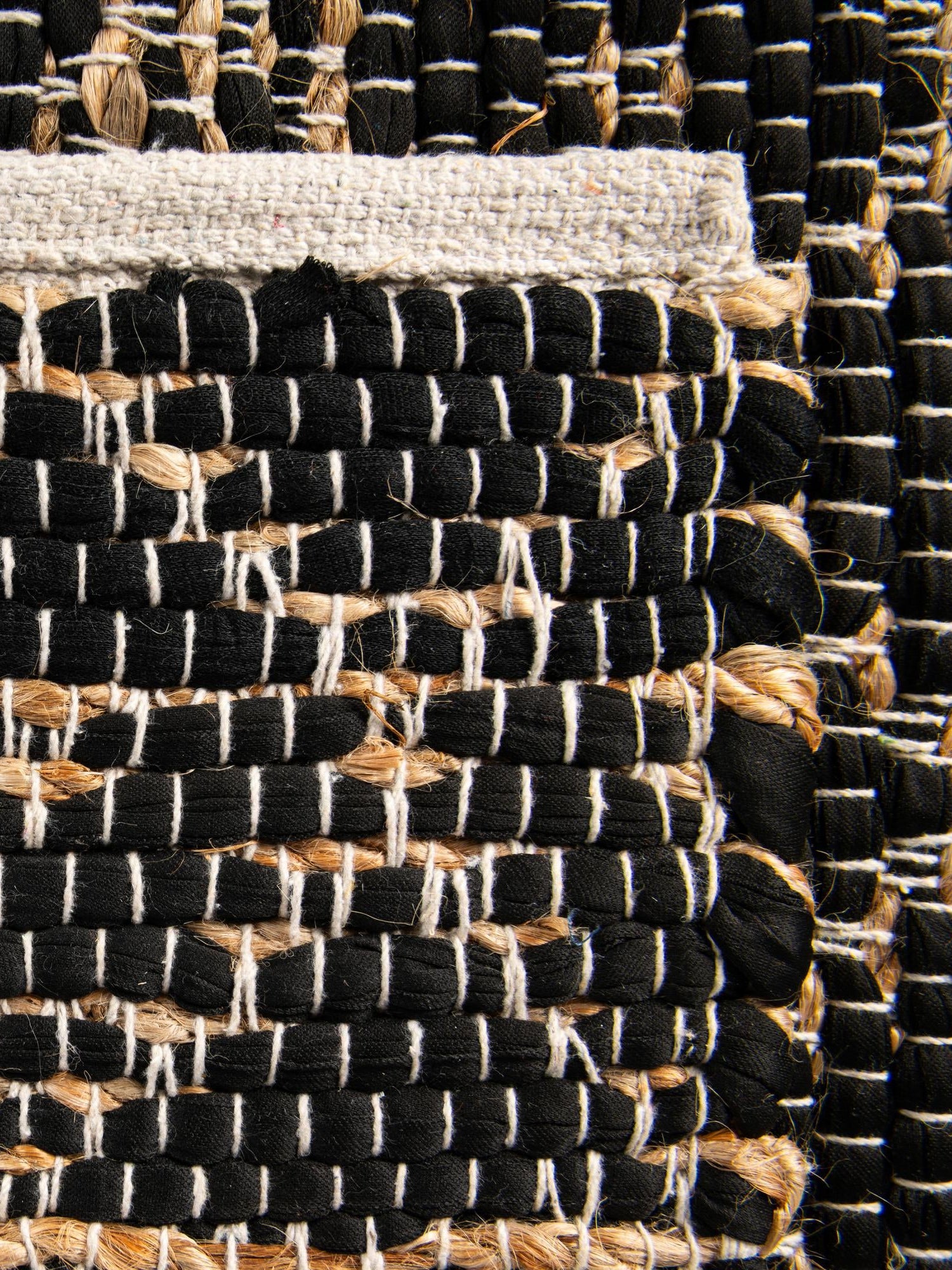 Black 8' x 8' Chindi Trellis Square Area Rug Natural Eco-Friendly Cotton Geometric Pattern Carpet for Living Dining Room Office Bedrooms for Sale at Rug Engine