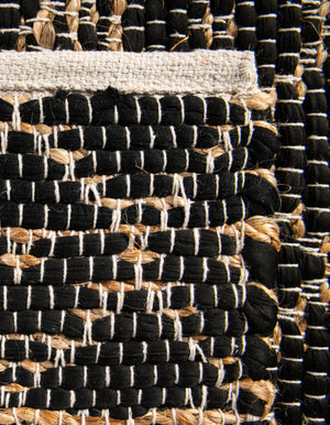 Black 8' x 8' Chindi Trellis Square Area Rug Natural Eco-Friendly Cotton Geometric Pattern Carpet for Living Dining Room Office Bedrooms for Sale at Rug Engine