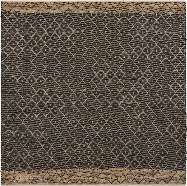 Black 8' x 8' Chindi Trellis Square Area Rug Natural Eco-Friendly Cotton Geometric Pattern Carpet for Living Dining Room Office Bedrooms for Sale at Rug Engine