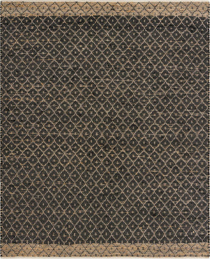 Black 8' x 10' Chindi Trellis Rectangle Area Rug Natural Eco-Friendly Cotton Geometric Pattern Carpet for Living Dining Room Office Bedrooms for Sale at Rug Engine
