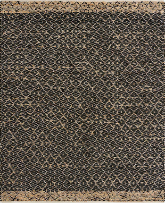 Black 8' x 10' Chindi Trellis Rectangle Area Rug Natural Eco-Friendly Cotton Geometric Pattern Carpet for Living Dining Room Office Bedrooms for Sale at Rug Engine