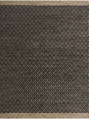 Black 9' x 12' Chindi Trellis Rectangle Area Rug Natural Eco-Friendly Cotton Geometric Pattern Carpet for Living Dining Room Office Bedrooms for Sale at Rug Engine
