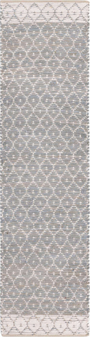 Gray 2' 7 x 10' Chindi Trellis Runner Area Rug Natural Eco-Friendly Cotton Geometric Pattern Carpet for Living Dining Room Office Bedrooms for Sale at Rug Engine