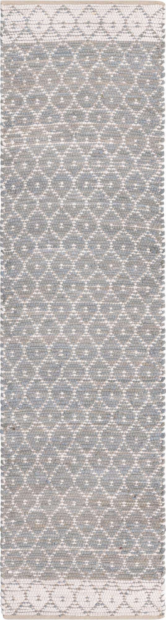 Gray 2' 7 x 10' Chindi Trellis Runner Area Rug Natural Eco-Friendly Cotton Geometric Pattern Carpet for Living Dining Room Office Bedrooms for Sale at Rug Engine